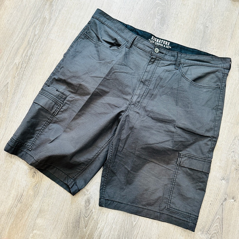 Levi Shorts Mens 42‎ Charcoal Signature Strauss Cargo Shorts Ripstop Shorts